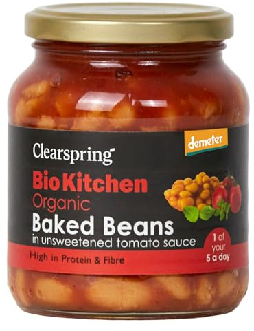 Clearspring Bio Kitchen Organic Demeter Baked Beans | 350g | Unsweetened Tomato Sauce | No Refined Sugar | High Protein | Source of Fibre | Vegan | Biodynamic