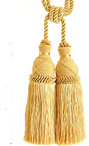 Raffhalter Doppel Doppelquaste 20 cm mit Kordel 70 cm Farbe Honiggelb Gold Gardinenhalter Jugendstil