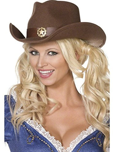 NET TOYS Cowboyhut Damen Cowgirl Hut braun Westernhut Cowgirlhut Wilder Westen Kostüm Zubehör