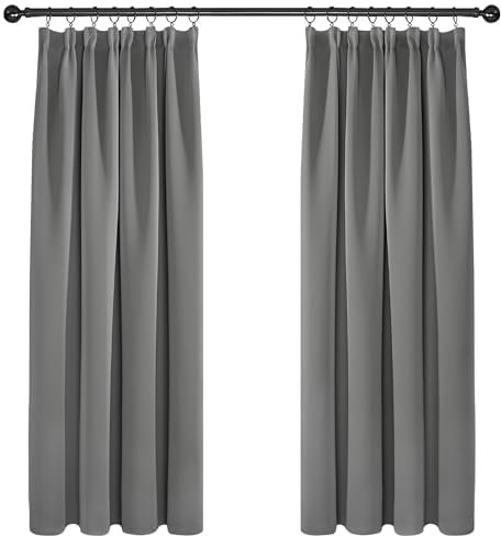 Deconovo Verdunkelungsvorhang Kräuselband Gardinen Schlafzimmer Warme Vorhang, 138x117cm(HöhexBreite), Hellgrau, 2er Set