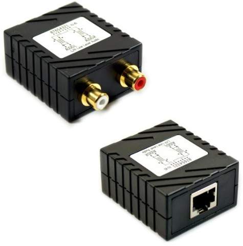 2 RCA Audio - CAT5 Cable Extender Device Balun 300m - Long Distance