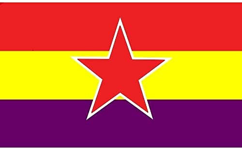 AZ FLAG - Bandera España Republicana Estrella Del Ejército Popular - 150x90 cm - Bandera De La Republica Española 100% Poliéster Con Ojales de Metal integrados - 110g - Colores Vivos Y Resistente A La Decoloración