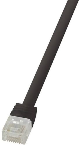 LogiLink CF2093U Cat.6 U/UTP SlimLine Flat Patch Cable, 10 Meter Length, Black, Black, 10 Meter Length