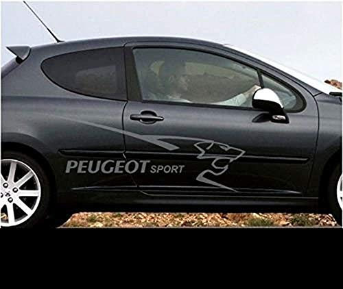 myrockshirt 2 x PeugeotLogo Löwe +Schriftzug 100 cm Aufkleber Autoaufkleber Auto Tuning Sticker Aufkleber mit Montage Set inkl. Estrellina-Montage-Rakel® & „Estrellina-Glücksaufkleber®“