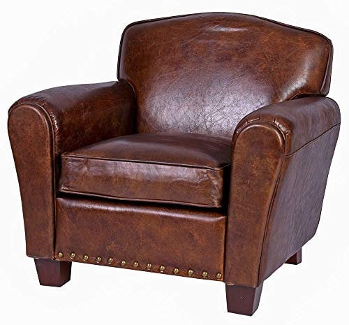 Exklusiver englischer Clubsessel Art Deco Cocktailsessel Kaminsessel Braun gepolstert Ledersessel Antik Armlehnsessel OVL05 Palazzo Exklusiv