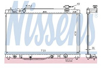 NISSENS Kühler Motorkühlung Kühler Wasserkühler Motorkühler Netzbreite 729mm Netzlänge 400mm Netztiefe 16mm 646808