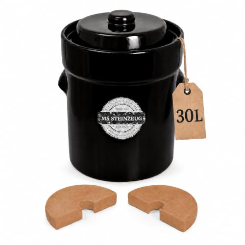 SCHMITT Gärtopf-Set braun 30 l mit Deckel und Steinen
