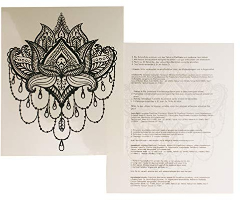 5 x Lotus Tattoo Mandala Blume schwarz fake Tattoo wasserdicht (5)