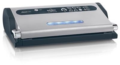 Magic Vac, Maxima 2, Macchina Sottovuoto Alimenti Multifunzione per Sacchetti Sottovuoto, Saldatura Professionale, Cottura, Marinatura, Kit Sottovuoto Alimenti, Brevettata, Made in Italy, Silver-Nera