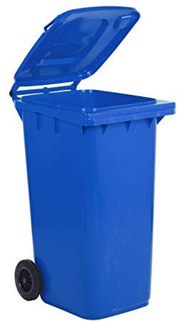 Poubelle à déchets Mobil Plastic 240 l pour usage extérieur - bleu (UNI EN 840)