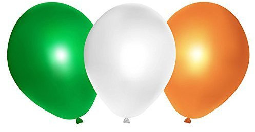 Pack of 30 Ireland St Patrick's Day Latex Balloons - 10 Green, 10 White & 10 Orange Balloons - Party Decorations