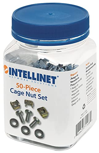 Intellinet M6 Cage Nut Set, 50-Pack, Screws and Washers