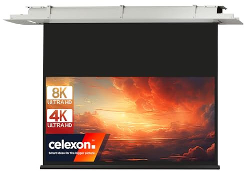 celexon Expert Deckeneinbau-Motor-Leinwand 140 | 300x187 cm 16:10 | elektrische 8K, Full-HD Einbauinstallation für Ihre Beamer-Projektionen | zur Integration in die Zimmerdecke | inkl. Wandschalter