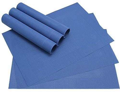 matches21 Edle Tischsets Platzsets BORDA Platzmatten 6er Set blau dunkelblau gewebt aus Kunststoff 45x30 cm abwaschbar Platzdeckchen Esstischunterlagen vom Tischwäsche Spezialist