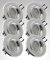 Trango 6er Set LED Einbaustrahler aus gedrehte Aluminium 6737R-06MOSD Einbauleuchte I Deckenstrahler I Badleuchte incl. 6x 3-Stufen dimmbar LED Modul Ultra flach 30mm Einbautiefe