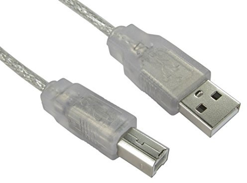 rhinocables Transparent USB 2.0 A to B Printer Cable Male Clear Printer Scanner Lead for HP Brother Epson (3m)