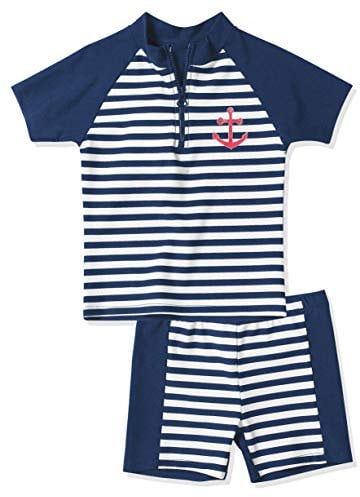 Playshoes Unisex Kinder Uv-schutz Bade-set Zweiteilig Schwimmshirt Badeshorts Badebekleidung, Maritim, 122-128 EU