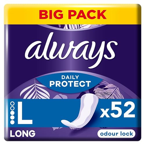Always Dailies Extra Protect Panty Liners Large x 52, Breathable, Flexible And Comfortable with Absorbent Core