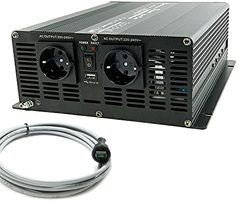 solartronics Spannungswandler Wechselrichter Intverter NM 2000-4000 Watt 12V zu 230V schwarz USB Schuko Garten Camping Wohnmobil (2000 Watt 12v - mit 10m Kabelfernbedienung)