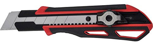 ViCUT Rotes hochbeanspruchbares, doppelschließendes und einziehbares Viwanda 25mm Cuttermesser/Universalmesser mit besonders dicken Stahlklingen und extra Klingenhalter. Cutter/Messer