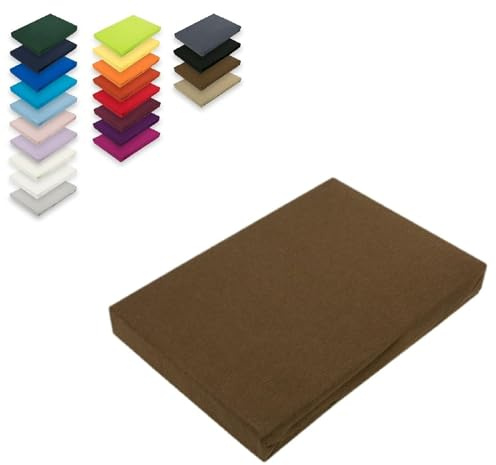 EXKLUSIV HEIMTEXTIL Topper Jersey Spannbettlaken 100% Baumwolle Öko - Tex Zertifiziert, Markenqualität, Steghöhe bis 12 cm, 180 x 200 cm Schokobraun