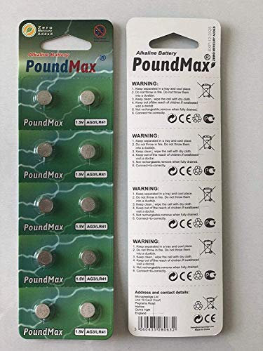 HS International AG3 LR41 L736 Lot de 10 piles alcaline type bouton pour montre calculatrice, voyant de prise et montre SR41W, SR41, SR736, SB-B1, 280-13, K, V392, D392, 247D, S736E, AG3, GP192, LR736, 392