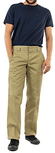 Dickies Mens Washed Slim Straight Work Utility Pants, Khaki, 30W x 32L US