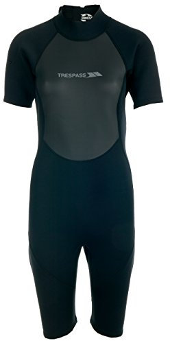Trespass Scubadive, Black, S, Short 3mm Neoprene Wetsuit with 7mm Zip for Women, Small, Black