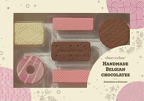 Choc on Choc Chocolate Tea & Biscuit Hamper, Handmade Belgian Chocolate Gift, Luxury Treat for Birthdays, Celebrations, 450g
