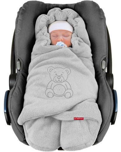 BYBOOM Baby Einschlagdecke für Babyschale, Universal Winter Decke/Kuscheldecke/Fußsack für Kindersitz, Kinderwagen oder Buggy, flauschig, kuschelig-warm, gemütlich und sehr weich