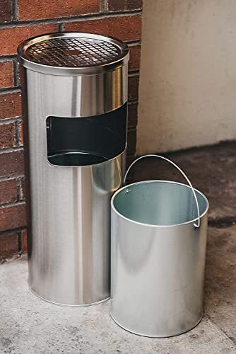 A+R Curvaso Free Standing Stainless Steel Metal Dust Rubbish Bin & Cigarette Ashtray Stand