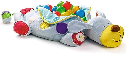 NINY Woodyland_1068700008 Woodyland 700008 Kuschelhund mit 60 Bällen, Bunt, Länge 124cm