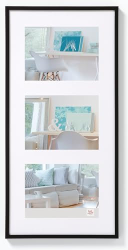 walther design Cadre Photo Noir 3X 15x20 cm galerie avec Passe-Partout, Cadre Plastique New Lifestyle KV320B