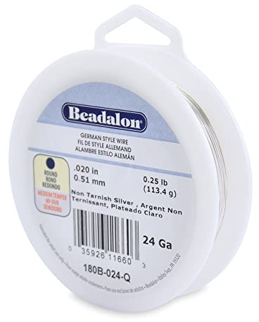 Beadalon German Style Wrapping Wire, Round, Silver Plated, 24 Gauge, 198 ft