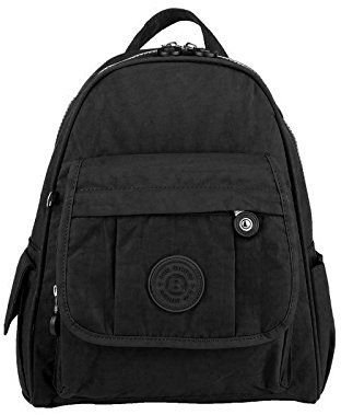 OBC Unisex Kinder & Erwachsene Bag Street Rucksack Tablettasche Crinkle Nylon Schultertasche Tasche Kinderrucksack (Schwarz)