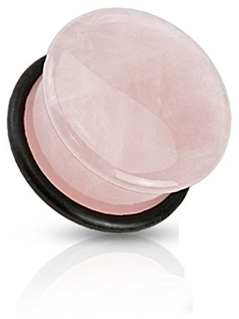 Tapsi´s Coolbodyart® Single Flared Plug Rosenquarz O Ring Rosa 6mm