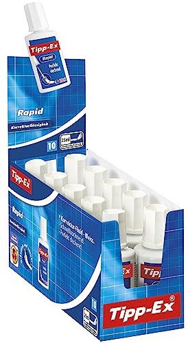 Tipp-Ex 8119143 Rapid Korrekturfluid mit Auftragsschwämmchen, je 25ml, 10er Pack, Ideal für das Büro, das Home Office oder die Schule