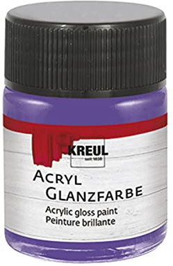 KREUL 79525 - Pintura acrílica brillante, tarro de 50 ml en violeta, pintura acrílica lisa brillante para colorear y hacer manualidades, a base de agua, resistente a la saliva