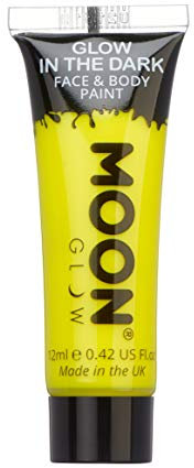 Moon Glow Peinture Brillent dans le noir pour le visage et le corps – Phosphorescente – Charge to Glow, Jaune, 12 ml