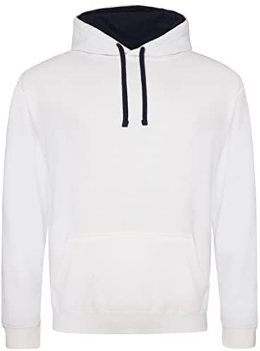 AWDis Men's Varsity Hoodie, Multicoloured (Arctic White/French Navy), Medium