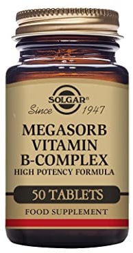 Solgar Megasorb Vitamin B-Complex Tablets - Pack of 50 - High Potency and Absorption - Improved Energy and General Vitality - Vegan and Gluten Free