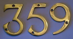 OriginalForgery Solid Polished Brass 75mm Polished House Front Door Numbers