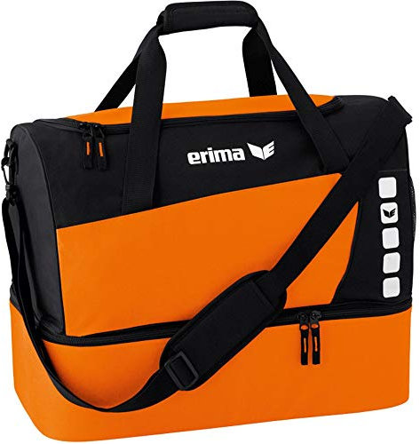 Erima Sporttasche mit Bodenfach, Orange/Schwarz, 50 x 30 x 40 cm, 50 Liter, 723364