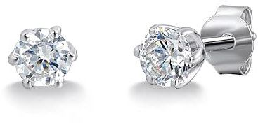 Trilani Damen Ohrstecker aus 925/- Sterling Silber mit Zirkonia im Brilliantschliff Brautschmuck Ohrschmuck für Hochzeit Silberohrstecker