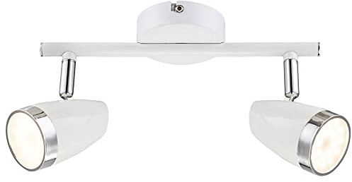 LED 8 Watt Decken Strahler beweglich Wohnzimmer Lampe Metall weiß Chrom Ring Globo 56109-2