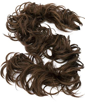 CAISHA XXL Haarteil Haargummi Hochsteckfrisuren Voluminös Gelockt Unordentlich Dutt Mittelbraun HW4