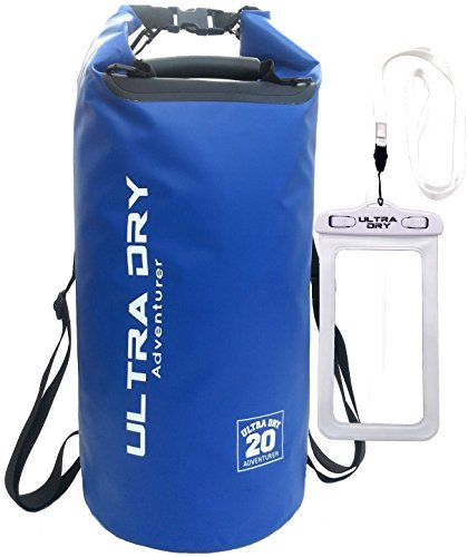 Premium Waterproof Bag, Sack with Phone Dry Bag and Long Adjustable Shoulder Strap Included, Perfect for Kayaking/Boating/Canoeing/Fishing/Rafting/Swimming/Camping/Snowboarding (Blue, 20 L) …