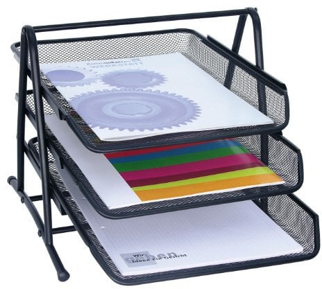 Wedo 65801 Briefablage Office (aus Drahtmetall, 3 Fächer, passend bis C4-Format, 35 x 30 x 27 cm) schwarz