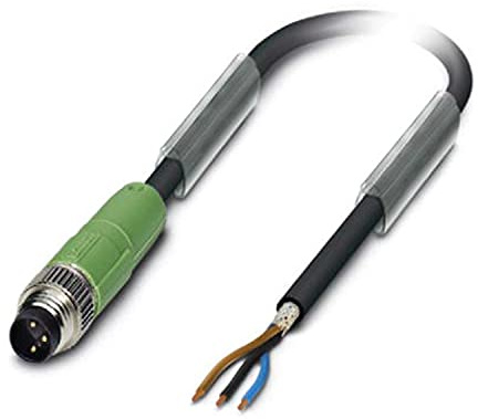 PHOENIX CONTACT SAC-3P-M 8MS/5.0-PUR SH Sensor/Aktor-Kabel, 3 Polig, PUR Halogenfrei, Schwarzgrau, RAL 7021, 5m Kabellänge