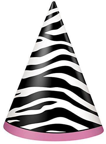 Unique Party 43381 - Zebra Print Party Hats, Pack of 8